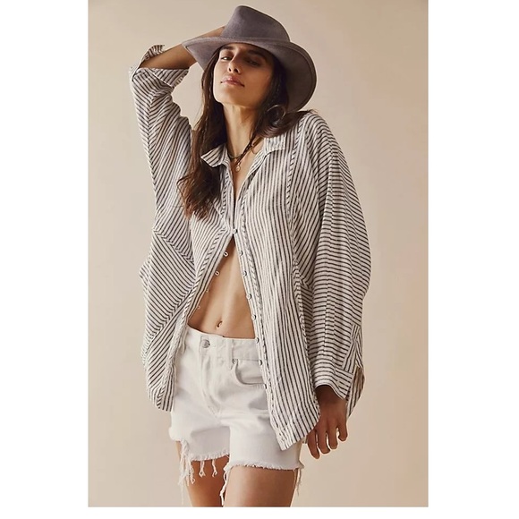 We The Free Tops - Free People One & Only Stripe Top Small Women's Casual Dolman Sleeves